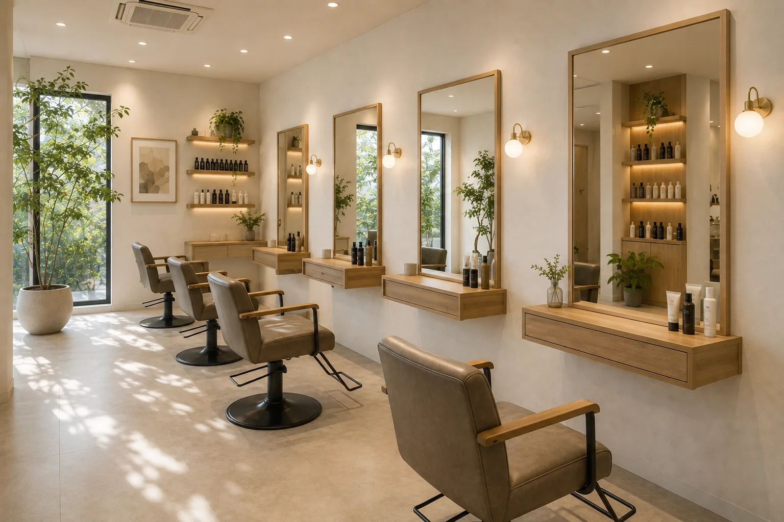 LUMINA HAIRの明るく上質な店内